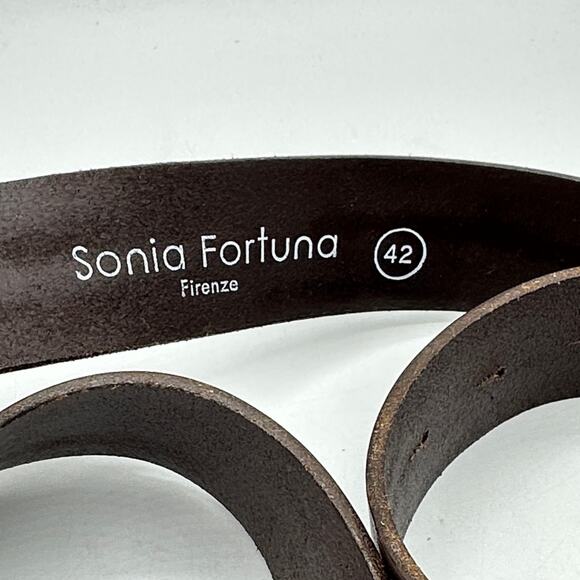 SONIA FORTUNA Firenze Turquoise Cluster Leather Belt Sz 110/42 $125 - Picture 7 of 8